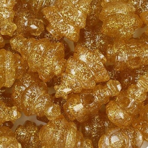 Glitter Tree Beads, Christmas Tree, Beads, Gold, Glitter