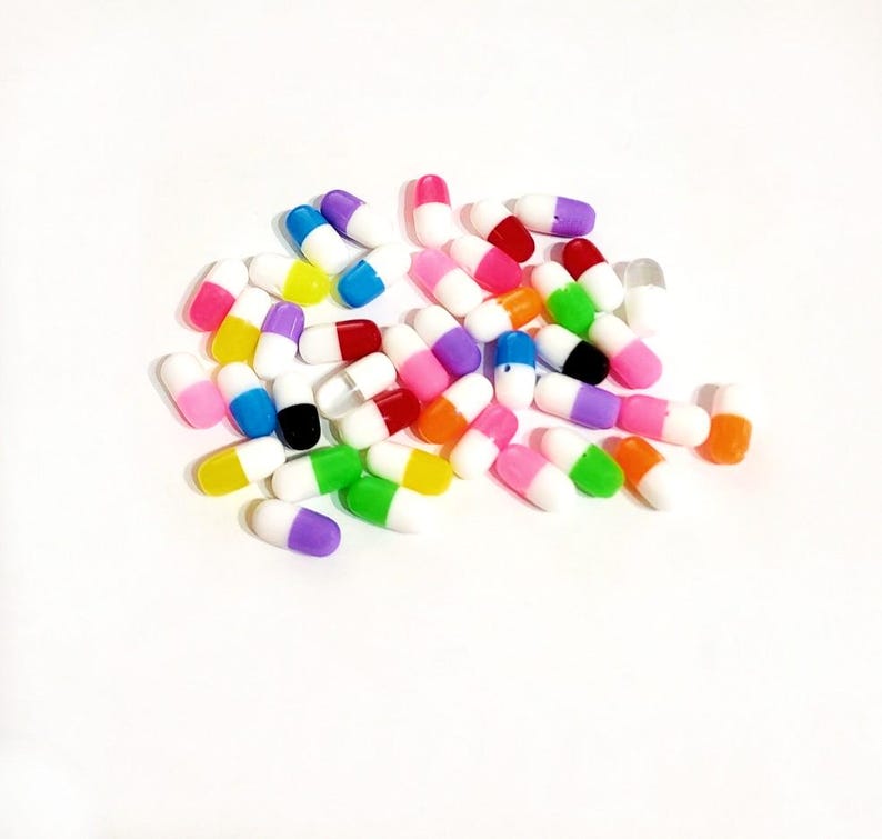 Fake Pill Cabochons, Craft Supplies, Pill, Miniatures, DIY, Doctor, Nurse, Pills image 1