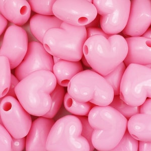 Large Heart Beads, Pink Heart Beads, 18mm, Hearts, Beads, Pink, Hair Beads