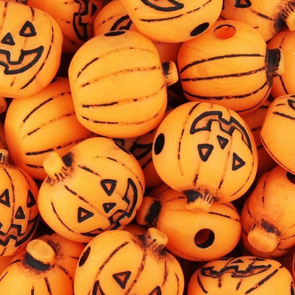 Jack O' Lantern Beads, Halloween Beads, Pumpkin Beads