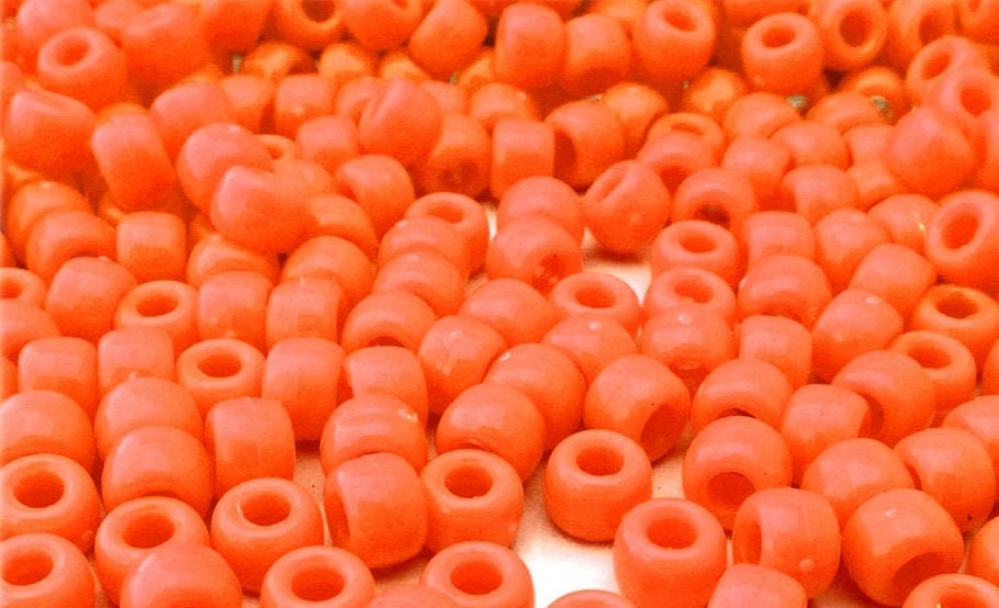 Marbled Creamsicle Barrel Beads - Orange & White Pony Beads for Kandi