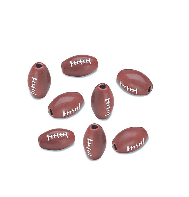Football Beads Sports Beads 12mm Beads Brown Beads Etsy