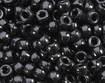 Black Pony Bead, Barrel Beads, Black, Pony Beads, Hair Beads, DIY, Kid Crafts, 9mm, Gifts For, Opaque