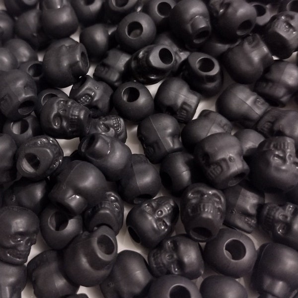 Skull Beads, Black Beads, Black Beads, Skull, Beard Beads, Beads, Black, Halloween