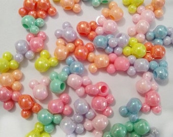8mm PEARL Mouse Head Beads, Pastel Beads, Mickey, Beads, Pastel, DIY, Kid Crafts