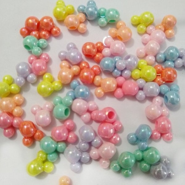 8mm PEARL Mouse Head Beads, Pastel Beads, Mickey, Beads, Pastel, DIY, Kid Crafts