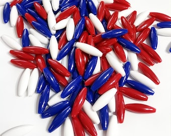 Patriotic Spaghetti Bead Mix, Red White Blue, Military