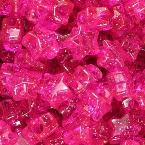 Bright Pink Glitter Star, Bead, Star, Star Bead, Pink, Glitter, Kid Crafts, Hair Beads image 1