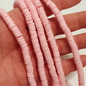 6mm Pink Heishi Beads, Polymer Clay, Disc Beads, Pink, Beads