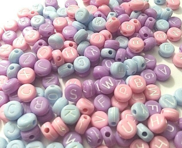 Pastel Letter Beads Alphabet Beads Etsy