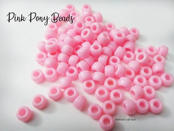 Baby Pink Pony Beads, Plastic Beads, Hair Beads, Loom Beads, DIY, Kid  Crafts, Pink, Opaque, Gift For 