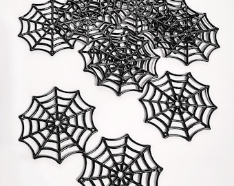 3/6/12 Mini toile d'araignée noire, toile en plastique, Halloween