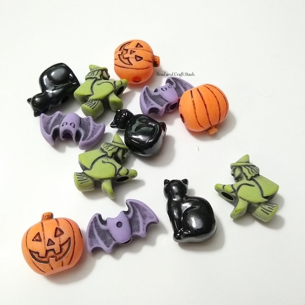 Halloween Bead Mix, Witch, Jack o lantern, Bats, Black Cat, DIY, Kid Crafts, Halloween, Beads, Pumpkin