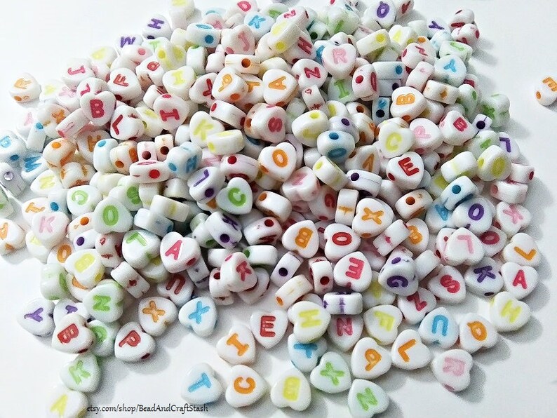 Pastel Heart Letter Beads Pastel Alphabet Beads 7mm Alphabet Etsy