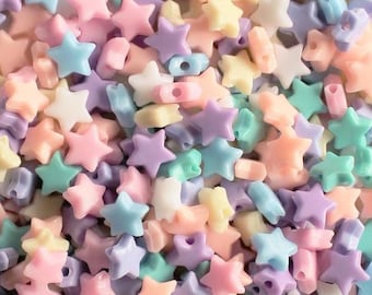 Pastel Star Beads, 8mm Beads, Stars, Beads, Kid Crafts, Pastel, Beads, Pink, Blue, Purple, White