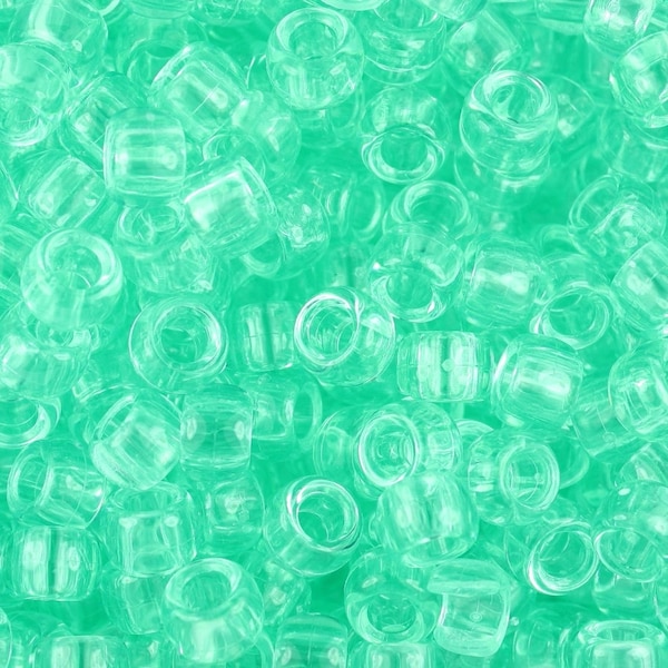 Green Aqua, Transparent Pony Beads, Beads, Transparent, Green, Mint, Kid Crafts, Gift For, 9mm