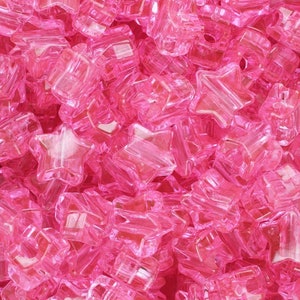 Transparent Pink Star, Star, Beads, Pink, Star Beads, Hair Beads