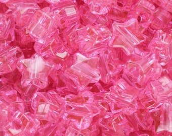 Transparent Pink Star, Star, Beads, Pink, Star Beads, Hair Beads