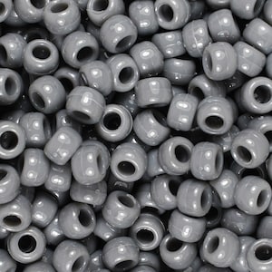 Dark Gray Pony Beads, Gray, Pony Beads, Beads, Kid Crafts, DIY, Opaque, Gray, Gift For, Hair Beads
