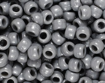 Cuentas de poni gris oscuro, gris, cuentas de poni, cuentas, manualidades para niños, bricolaje, opaco, gris, regalo para, cuentas para el cabello