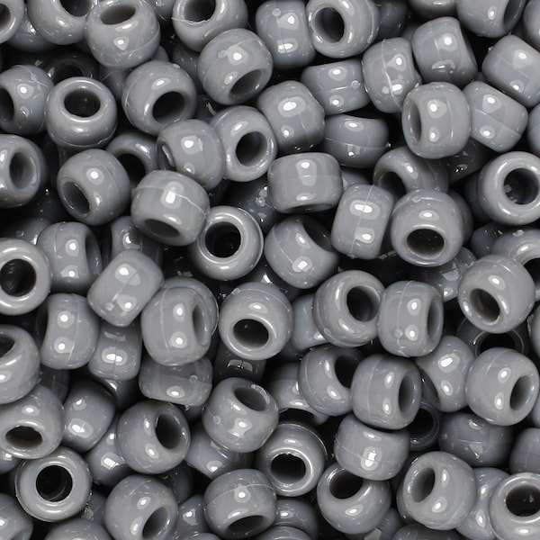 Dark Gray Pony Beads, Gray, Pony Beads, Beads, Kid Crafts, DIY, Opaque, Gray, Gift For, Hair Beads