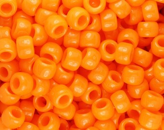 Perles de poney oranges, perles de tonneau, perles pour les cheveux