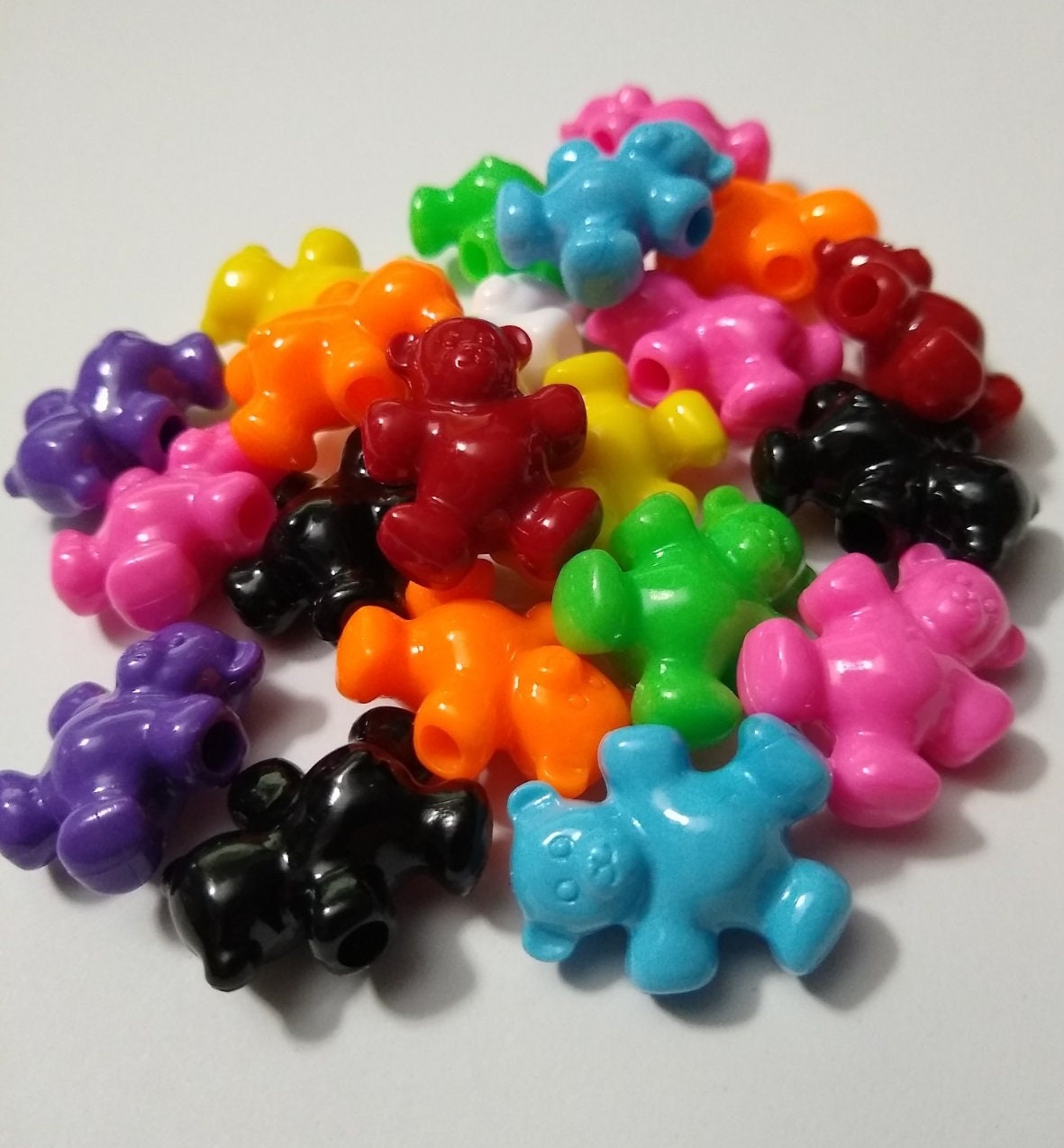 Beadtin Neon Bright Multi 12mm Heart Pony Beads (250pcs)