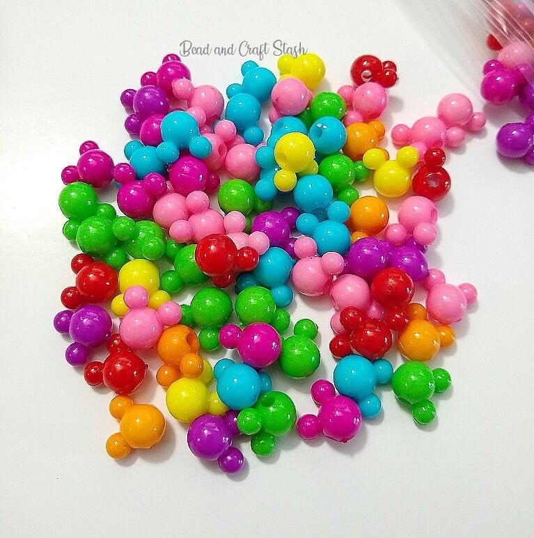 12mm Mouse Head Beads, DIY, Kid Crafts, Mickey, Acrylic Beads
