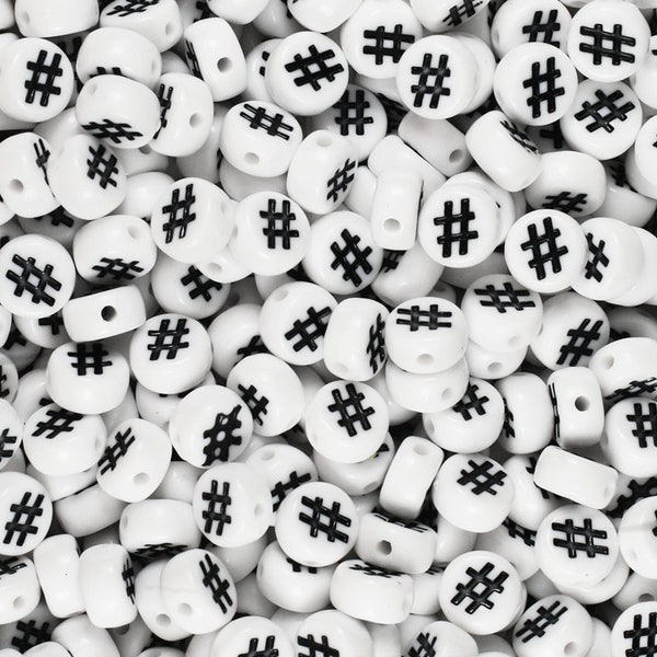 Hashtag Beads - 7mm, Beads, Craft Supplies, Taylor Swift Fans
