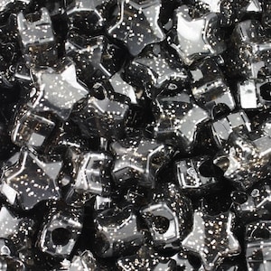 Black Glitter Star Bead, Transparent Beads, Kid Crafts, DIY, Halloween, Black, Star, Glitter