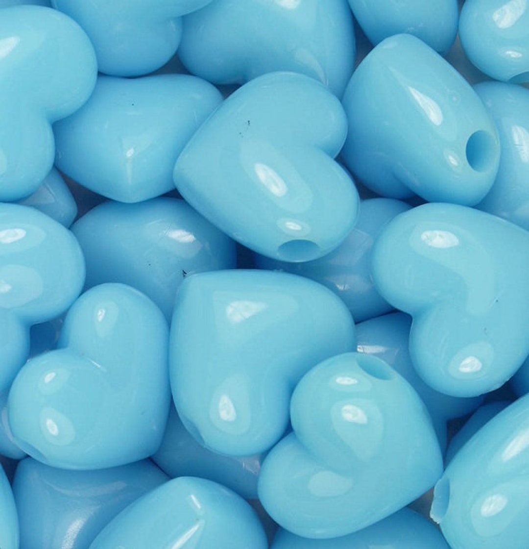 53 - Opaque Baby Blue Horizontal Heart Pony Beads