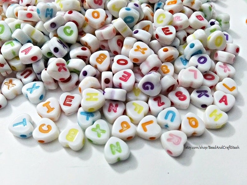 Pastel Heart Letter Beads Pastel Alphabet Beads 7mm Alphabet Etsy