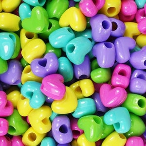 Pastel Heart Beads, Candy, Pony Beads, Heart Beads, Beads, Hair Beads, DIY, Kid Crafts