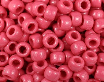 Perles de poneys, 9 x 6 mm, perles pour les cheveux, vieux rose, rose