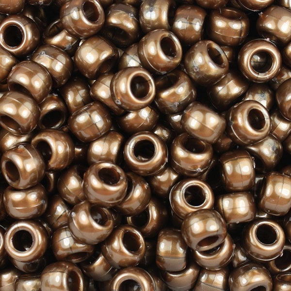 Bronze Pony Beads, Pearl Finish Beads, Bronze, 9mm, Bronze, Gifts For, Hair Beads, Pony Beads