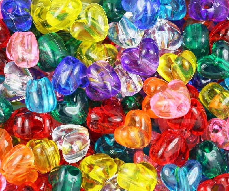 Transparent Heart Beads Transparent Heart Pony Bead Mix