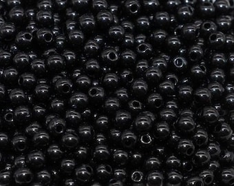 6mm Black Gumball Beads, Round Acrylic Black Loose Beads, Bubblegum Beads, Smooth Plastic Round Beads, Beads