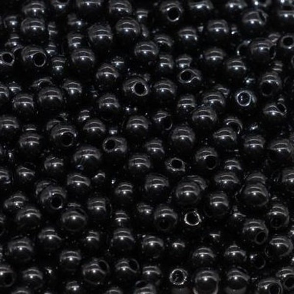 6mm Black Gumball Beads, Round Acrylic Black Loose Beads, Bubblegum Beads, Smooth Plastic Round Beads, Beads