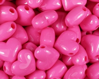 Large Dark Pink Heart Pony Beads, 18mm Beads, Heart Beads, Pink Heart, Heart, Beads. Hair Beads