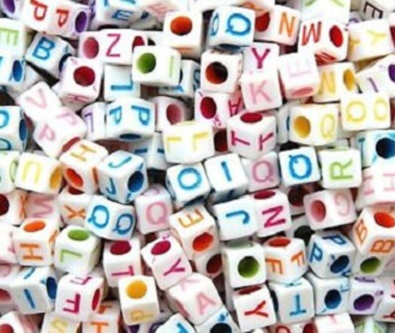 Colorful Alphabet Beads 6mm Cubed Alphabet Beads
