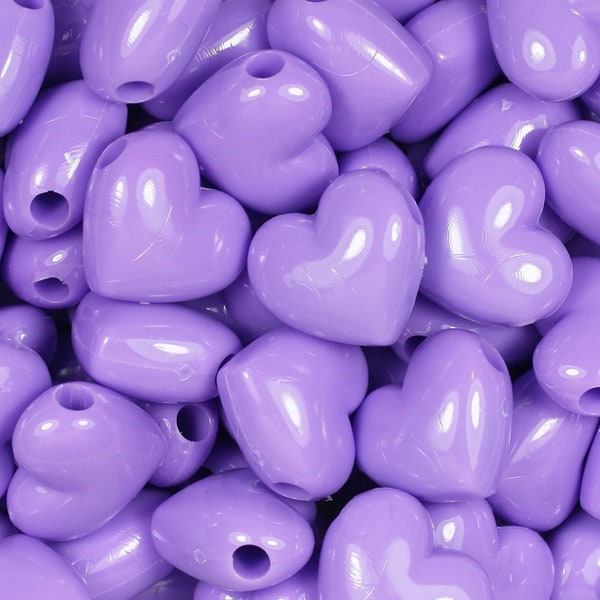 Large Heart Beads, Purple Beads, Beads, Acrylic Beads, Heart Beads, Hair Beads, Heart