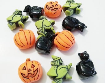Mélange de perles pour Halloween, Sorcière, citrouille d'Halloween, Chat, DIY, Travaux manuels pour enfants, Chat noir, Orange, Halloween, Perles