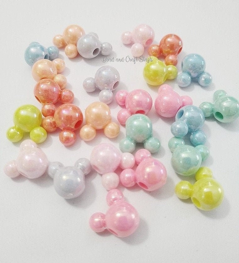 12mm Mouse Head Beads Pastel Beads Mickey Beads Pastel 