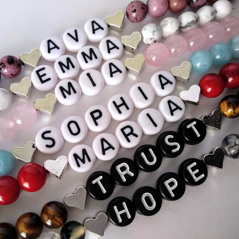 200 Alphabet Beads Letter Beads Black and White Beads Round Etsy