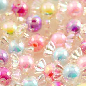 Candy Beads, Acrylic Pastel Candy Beads, Hair Beads, DIY, Beads, Candy