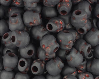 Skull Beads, Black and Red Skull Beads