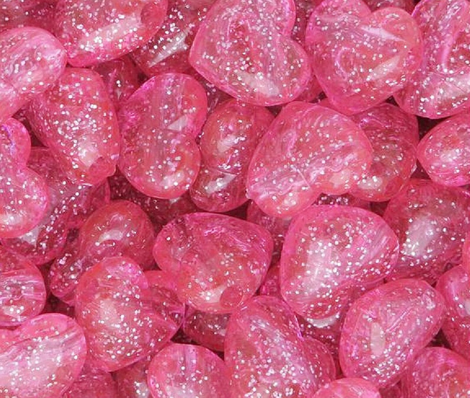 Pink Glitter Large Heart Beads Glitter Beads Pink Pink Etsy