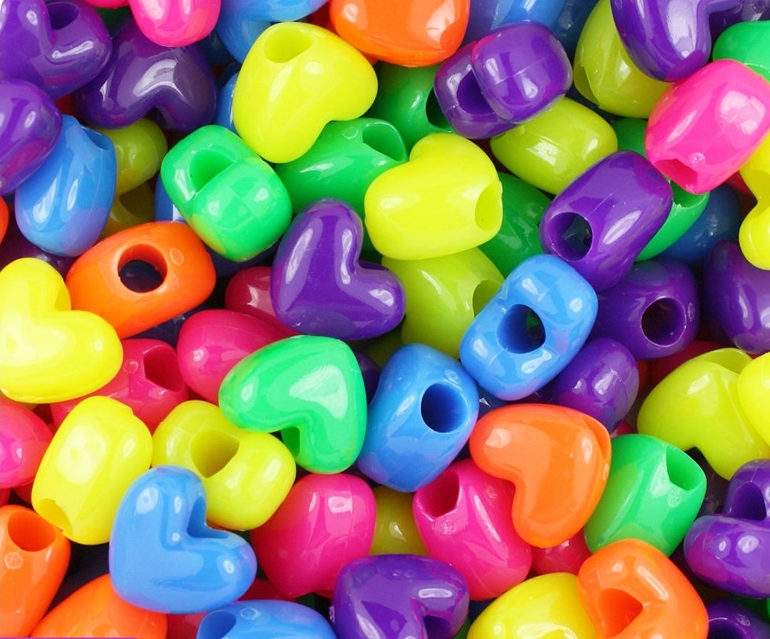 Neon Pony Beads Pony Heart Bead Mix Neon Heart Beads Etsy