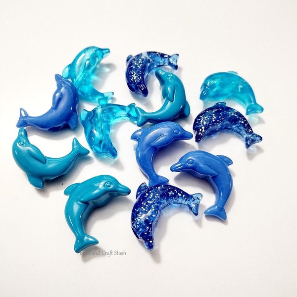 Dolphin Beads, Dolphin, Beads, Blue Mix, Sea, Sea Animals, Blue, Animal, Fish