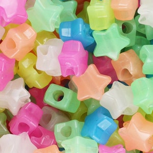 Glow Star Pony Beads, DIY, Kid Crafts, Glow in the dark, Star, Star Beads, Beads, Random Mix